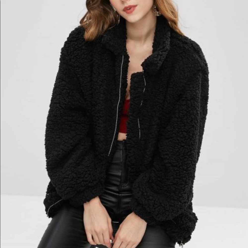 Slip Pockets Faux Fur Teddy Coat